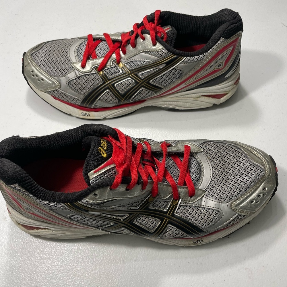 ASICS Men's Silver Athletic Shoes with Red Laces Size 10 SB-45 - Picture 5 of 9